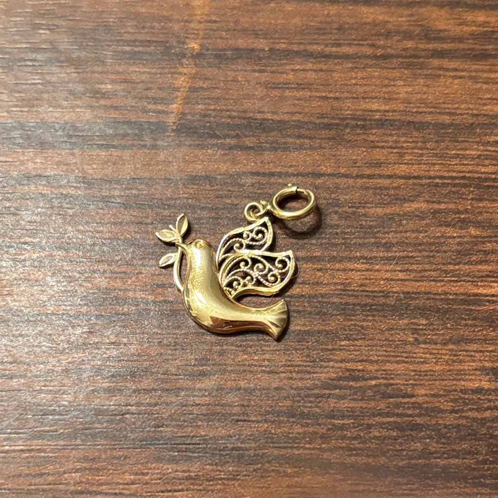 14k Gold Dove Pendant Charm 180$